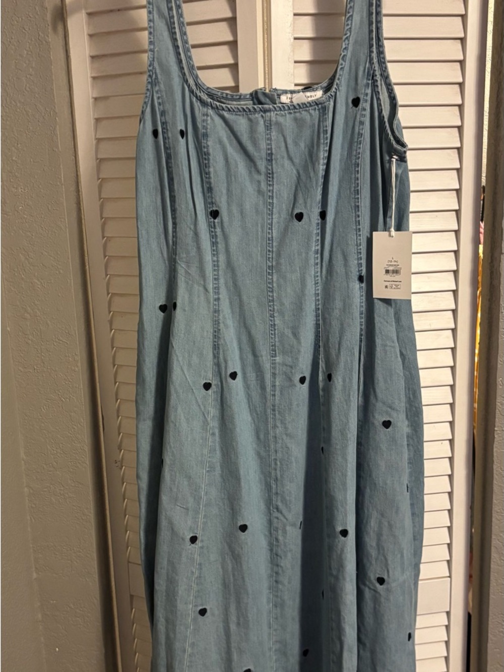 Light Blue Denim Midi Dress with Heart Cutouts